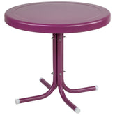 22" Outdoor Retro Tulip Steel Side Table  Purple